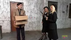 Play Blonde MILF Cops Cuff & Fuck Suspect in Back Alley Threesome